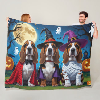 Couverture Polaire Basset Hound Chiens Citrouille Halloween Funny
