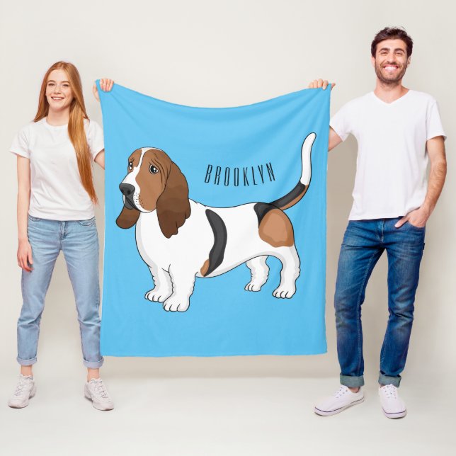 Couverture Polaire Basset hound dessin de chien (En situation)
