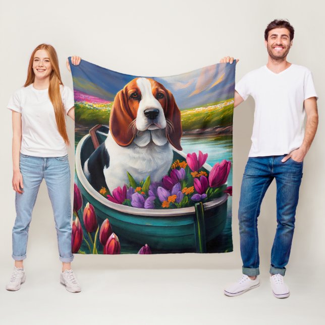Couverture Polaire Basset Hound Dog sur une pagaie : une aventure Pit (En situation)