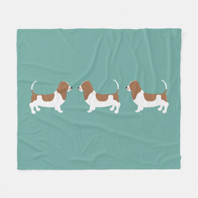 Couverture Polaire Basset Hound Fleece Blanche (Devant (Horizontal))