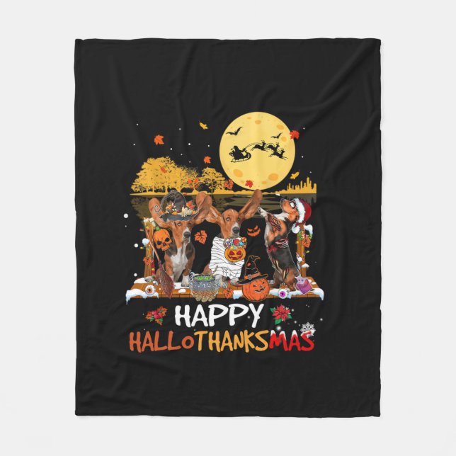 Couverture Polaire Basset Hound Hallothanksmas Halloween Merci (Devant)