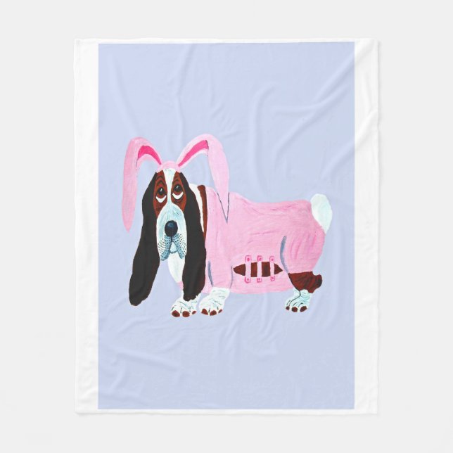 Couverture Polaire Basset Hound in bunny costume (Devant)