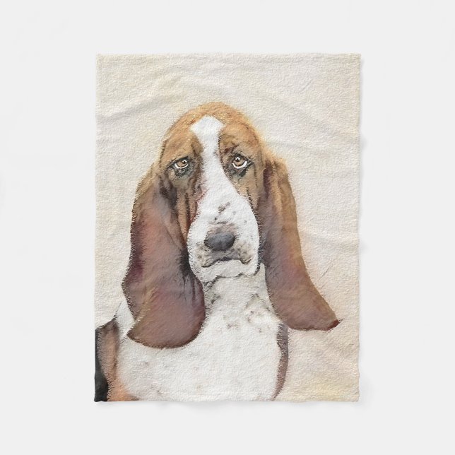 Couverture Polaire Basset Hound Peinture - Cute Original Chien Art (Devant)