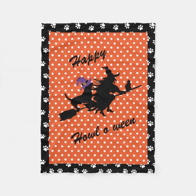Couverture Polaire Basset Hound Witch Halloween Fleece Blanket (Devant)