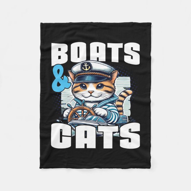 Couverture Polaire Bateau à moteur chat capitaine propriétaire de bat (Devant)
