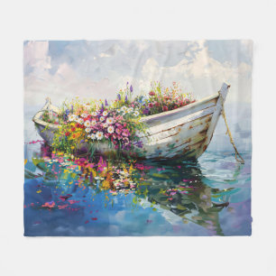 Couverture Polaire Bateau avec Fleurs sauvages colorés