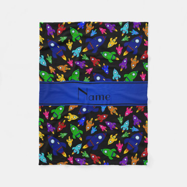 Couverture Polaire Bateaux noirs nommés personnalisés de fusée (Devant)