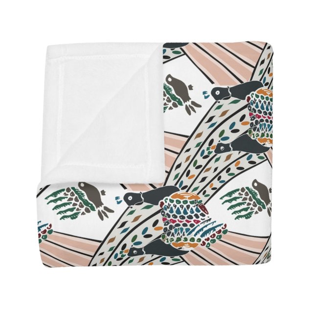 Couverture Polaire Batik Garut Merak Ngibing Fleece Blanche (Créateur téléchargé)