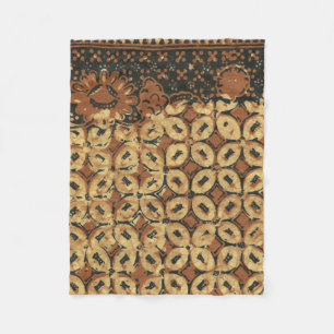 Couverture Polaire Batik Kawung vintage indonésien à motif rustique