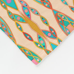 Couverture Polaire Batik tribal - rose et turquoise de pêche