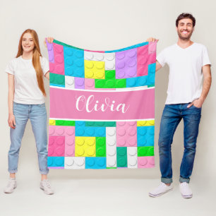 Couverture Polaire Bâtiment Pastel Rose Blocs Fille Personnalisée