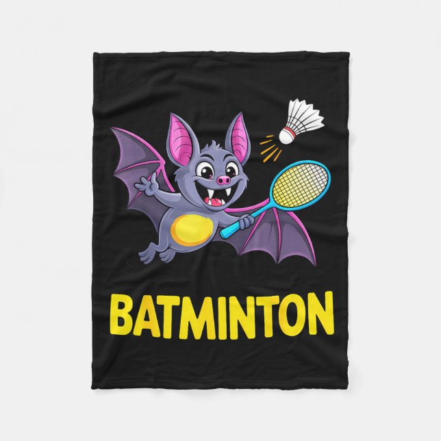 Couverture Polaire Batminton – Funny Cartoon Bat Playing Badminton  (Devant)