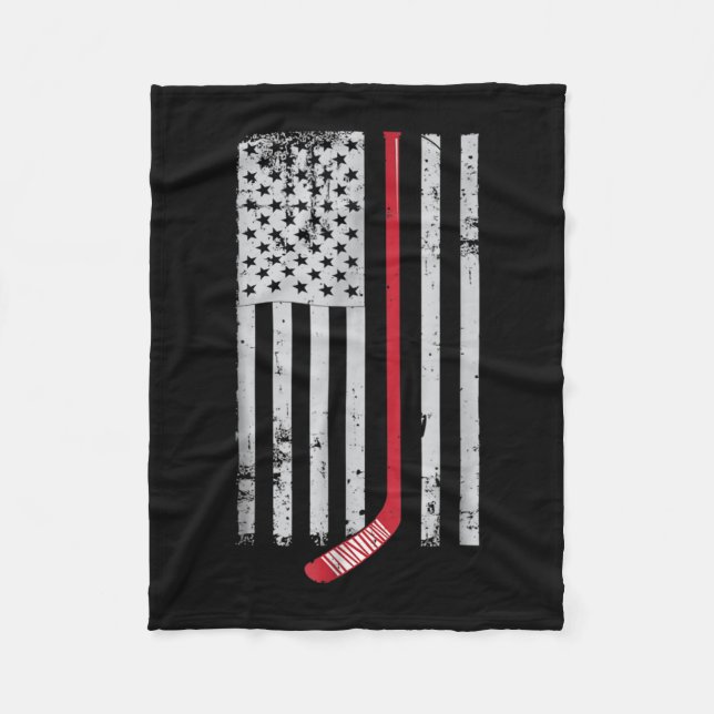 Couverture Polaire Bâton de hockey rouge drapeau américain Hockey USA (Devant)