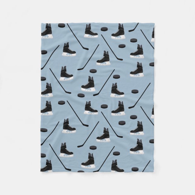 Couverture Polaire Bâton de hockey sur glace bleu poussiéreux, Motif  (Devant)