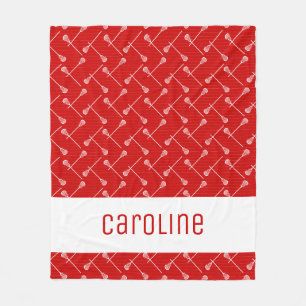 Couverture Polaire Bâtons blancs de crosse rouge à motifs