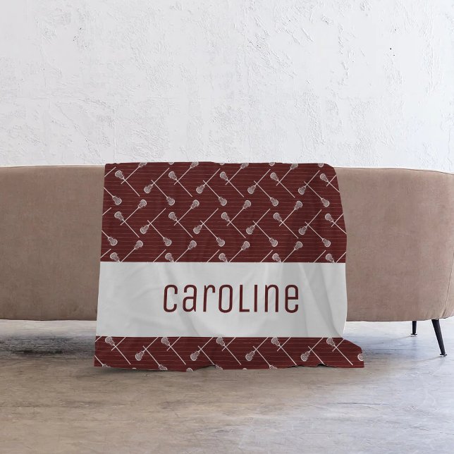 Couverture Polaire Bâtons blancs Maroon Lacrosse (Créateur téléchargé)