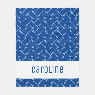 Couverture Polaire Bâtons Bleus Royal Lacrosse Blancs à motifs
