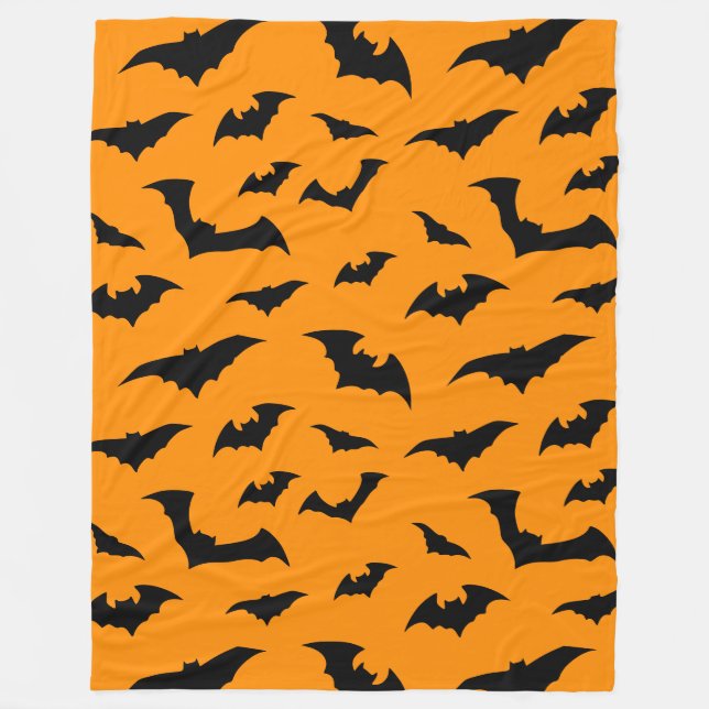 Couverture Polaire Bats Everywhere Orange Halloween Plush (Devant)