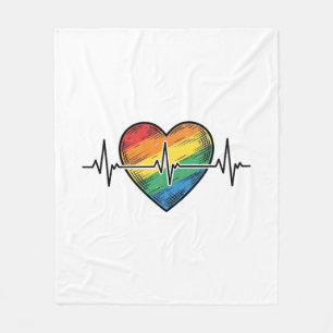 Couverture Polaire Battement de coeur arc-en-ciel Gravure vintage Des