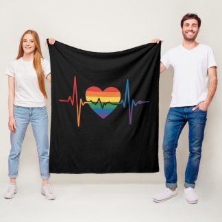 Couverture Polaire Battements de cœur LGBTQ Fierté du cœur Gay Lesbie