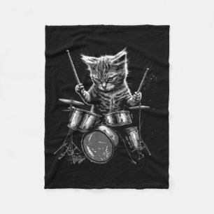 Couverture Polaire Batterie de tambour de groupe de rock Kitten Chat 