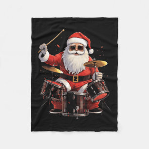 Couverture Polaire Batteur Père Noël Jouer des tambours amusant Noël 