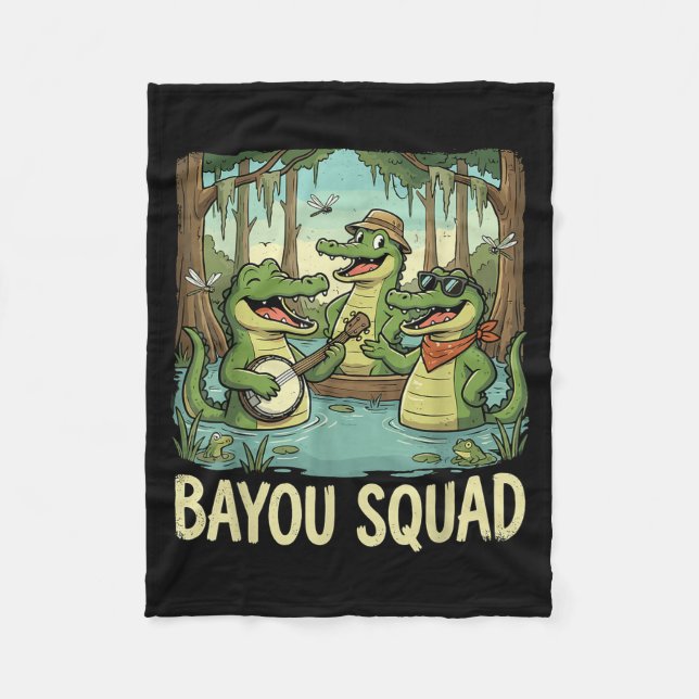 Couverture Polaire Bayou Squad Louisiana Alligator Retro Wildlife Tra (Devant)