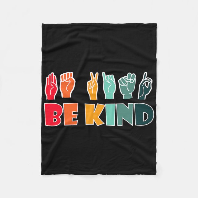Couverture Polaire Be Kind American Sign Language Asl Disability Awar (Devant)