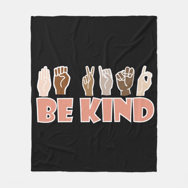 Couverture Polaire Be Kind ASL American Sign Language (Devant)