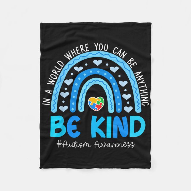 Couverture Polaire Be Kind Puzzle Rainbow Sensibilisation sur l'autis (Devant)