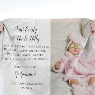 Couverture Polaire Be My Godparents Proposition Photo Invitation