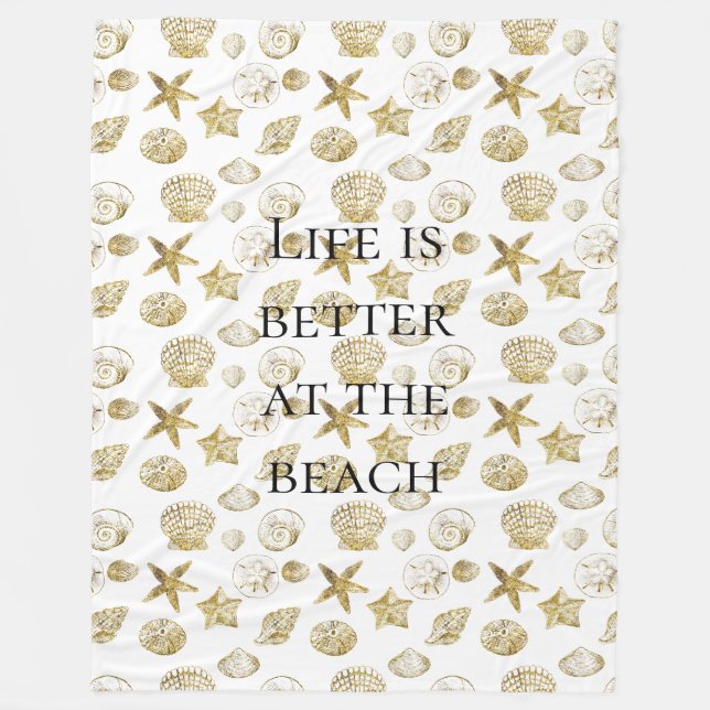 Couverture Polaire Beach Gold Sea Shells (Devant)