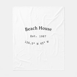 Couverture Polaire Beach house et. Date année coordonnées personnalis