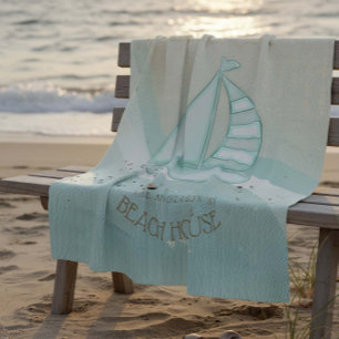 Couverture Polaire Beach House Nautical Voilier Aqua Blue ID623
