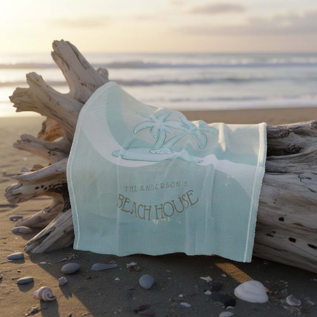 Couverture Polaire Beach House Palm Trees Aqua ID623 (Créateur téléchargé)