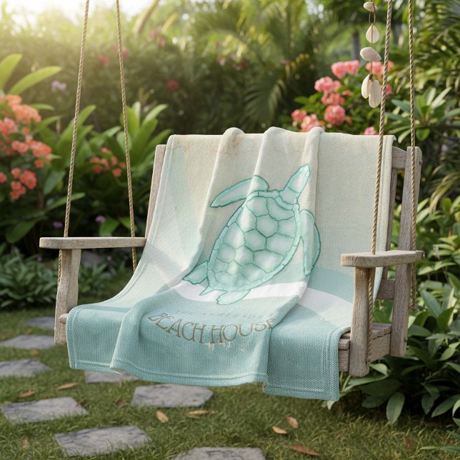 Couverture Polaire Beach House Tortue nautique Aqua Blue ID623 (Créateur téléchargé)