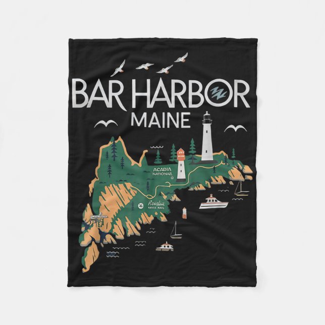 Couverture Polaire Beach Lighthouse Bar Harbour Maine (Devant)