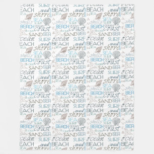 Couverture Polaire Beach Shops Sea Sand Blue
