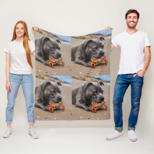 Couverture Polaire "Beachside Pals : A Staffy and its Crab Companion"