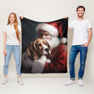 Couverture Polaire Beagle avec le Père Noël Festif Noël