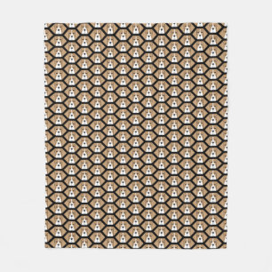 Couverture Polaire Beagle Face Honeypeb Motif Fleece Blanche