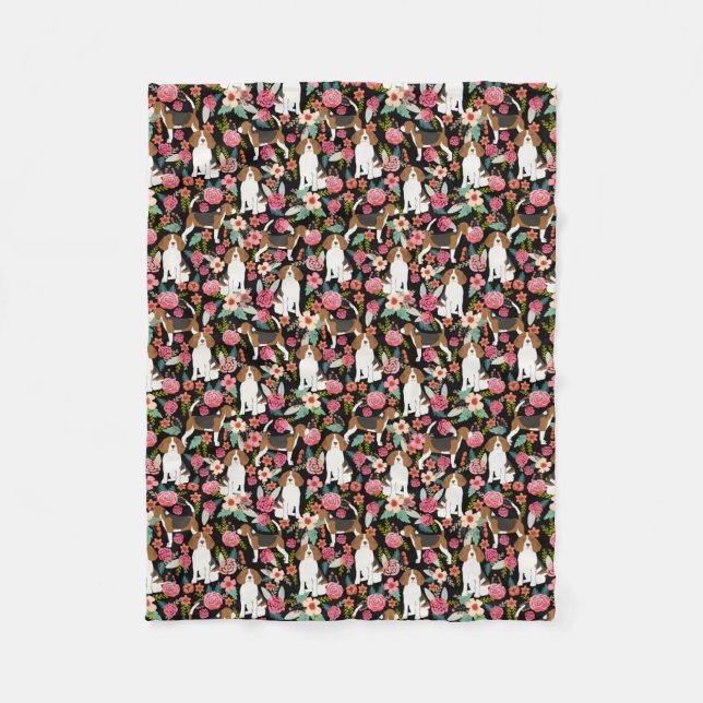 Couverture Polaire Beagle Floral Design beagle fleurs design chien (Devant)