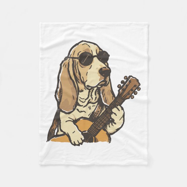 Couverture Polaire Beagle Hippy Jouant de la Guitare  (Devant)