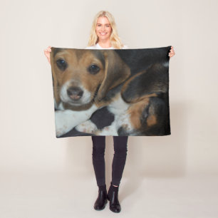 Couverture Polaire Beagle Puppies Blanche polaire