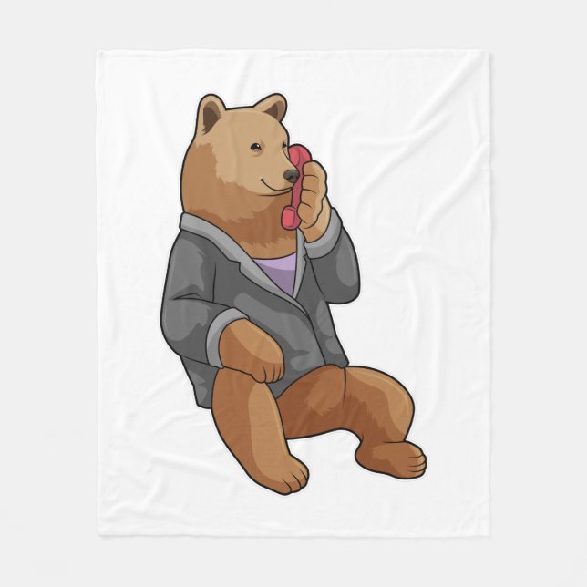 Couverture Polaire Bear as Secretary with Phone (Devant)