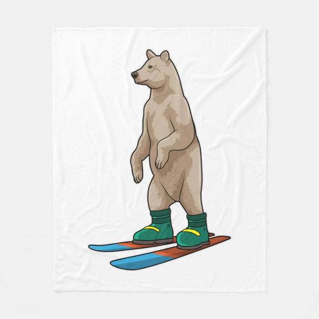 Couverture Polaire Bear as Skier with Ski (Devant)