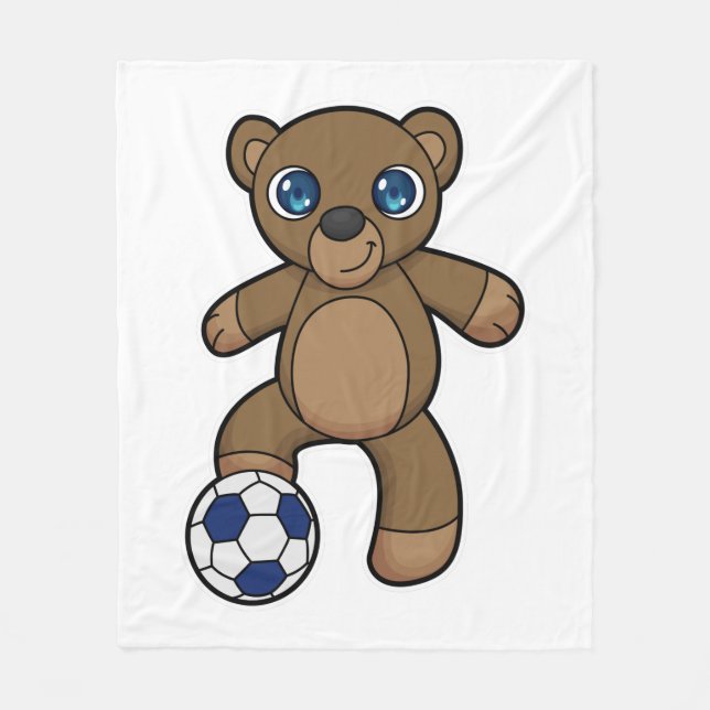 Couverture Polaire Bear as Soccer player with Soccer ball (Devant)
