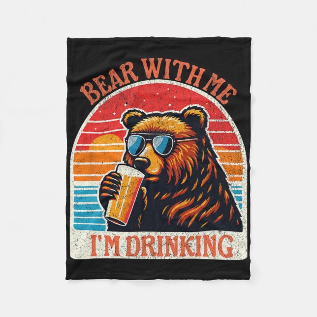 Couverture Polaire Bear Drinking Beer Outdoor Funny Grizzly Hiking  (Devant)