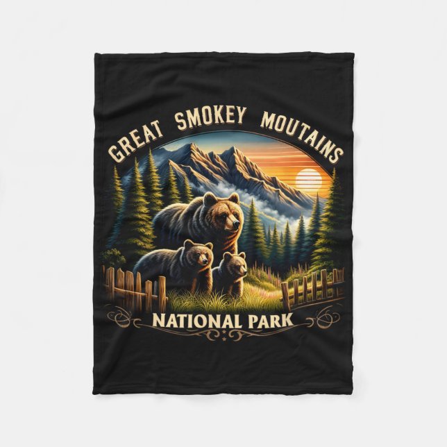 Couverture Polaire Bear Great Smokey Mountains National Park Black Be (Devant)