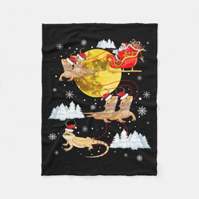 Couverture Polaire Bearded Dragon Reindeer Christmas Pajama Santa Xma (Devant)